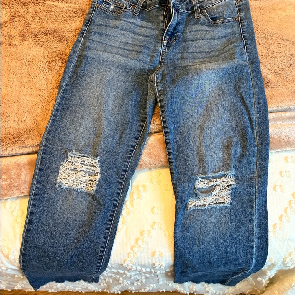 Celebrity Pink Distressed Denim Boyfriend Jeans